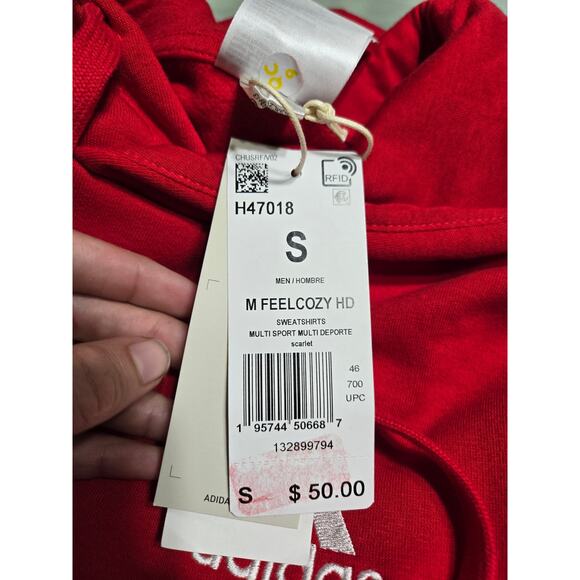 Adidas small men's red feel cozy hoodie new with tags - Picture 6 of 11